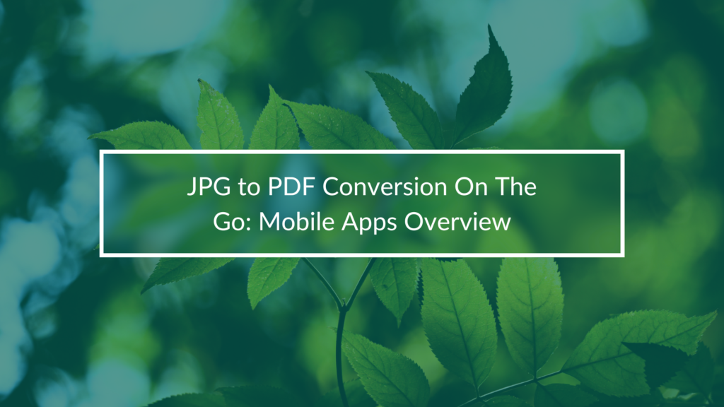 JPG to PDF Conversion On The Go: Mobile Apps Overview